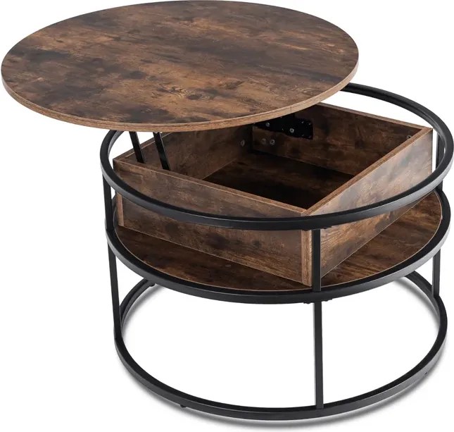 Stolik Kawowy ASTUR 80 cm z Podnoszonym Blatem Dąb Rustykalny/Czarny Loft