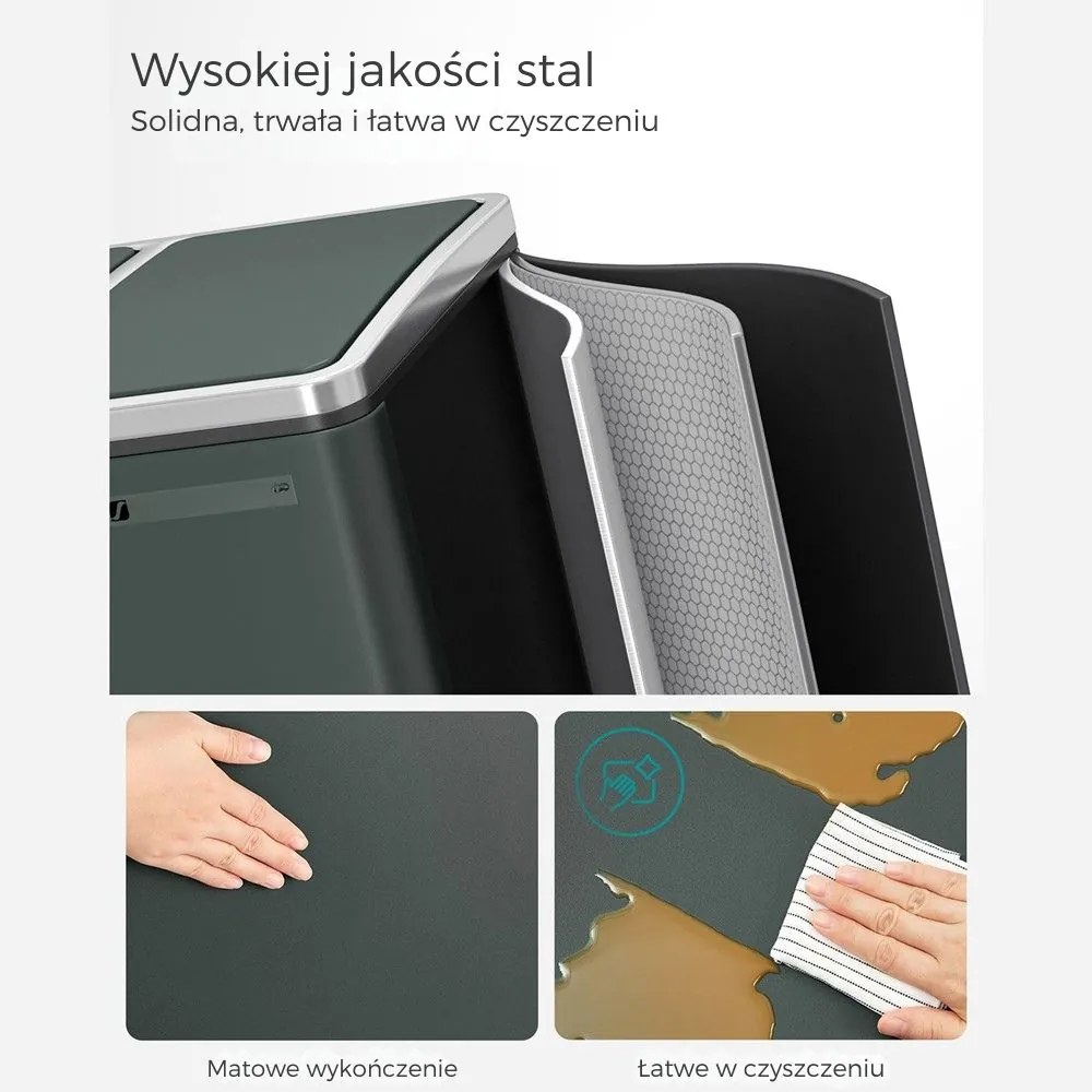 Kosz do segregacji odpadów SORT 54 l (3×18 l), antracyt/srebrny SongmicsHome