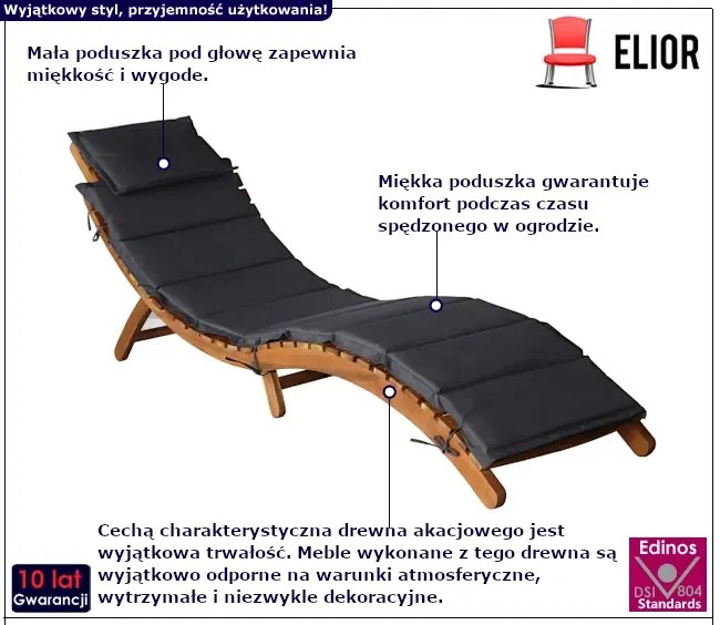 Leżak z ciemnoszarą poduszką Vasion