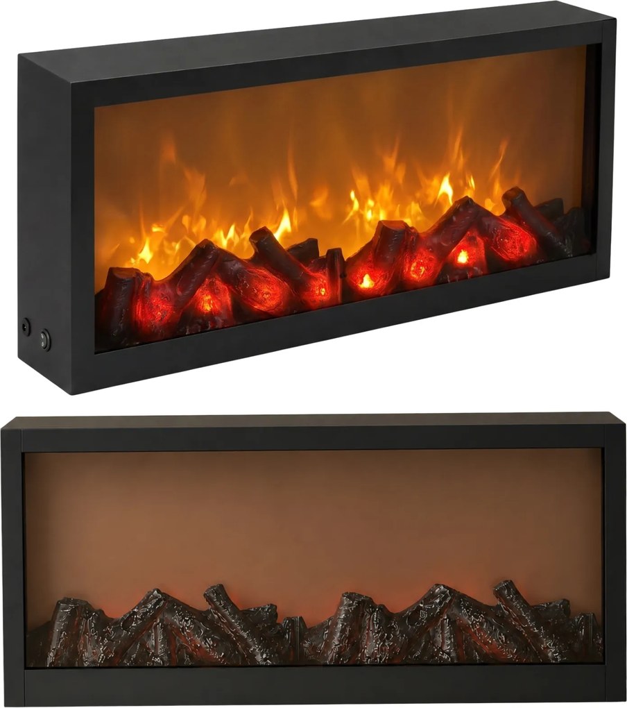 Kominek dekoracyjny LED, metalowy, 10 x 57 x 25 cm
