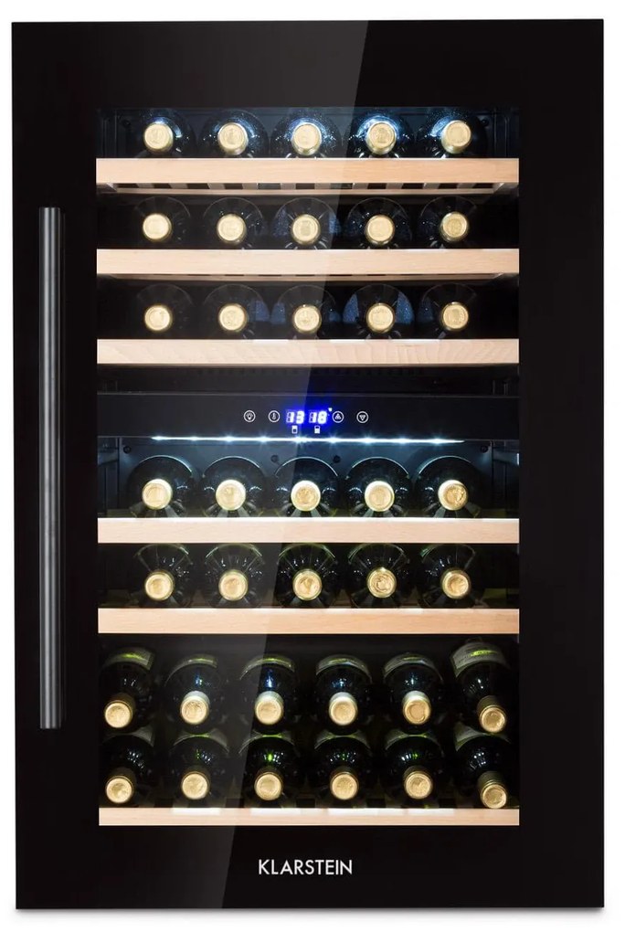 Klarstein Vinsider 59.2cm 41 Butelek Winiarka do Zabudowy Dwustrefowa Czarny