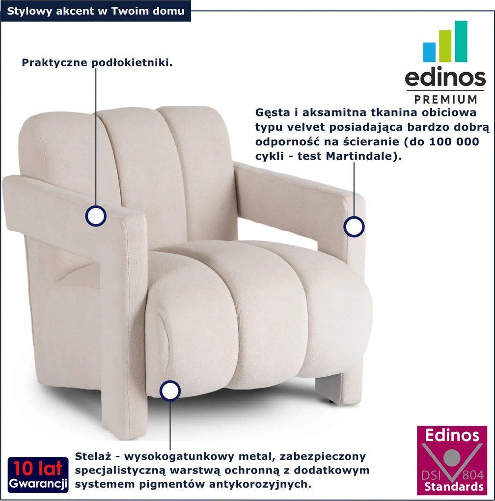 Kremowy nowoczesny fotel wypoczynkowy T6-C33