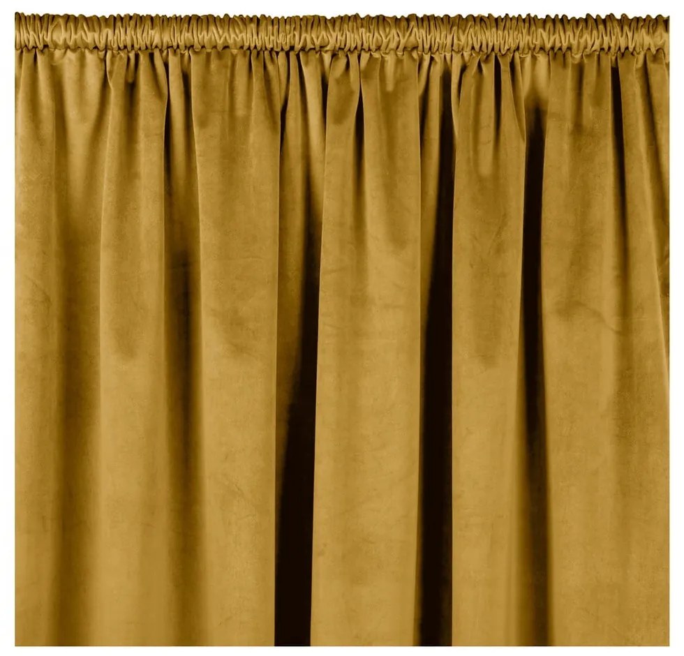 Musztardowa aksamitna zasłona częściowo zaciemniająca (dimout) 140x175 cm Velto – Filumi