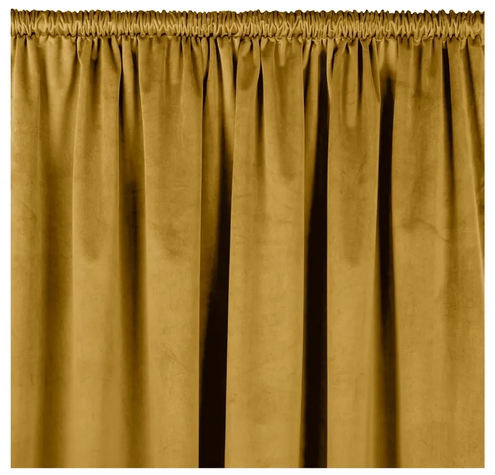 Musztardowa aksamitna zasłona częściowo zaciemniająca (dimout) 140x175 cm Velto – Filumi