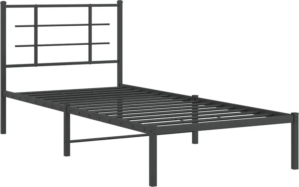 Czarne loftowe łóżko metalowe 90x200 cm F2-H71
