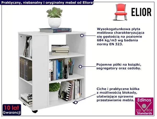 Biała szafka na kółkach do biura - Vago 3X