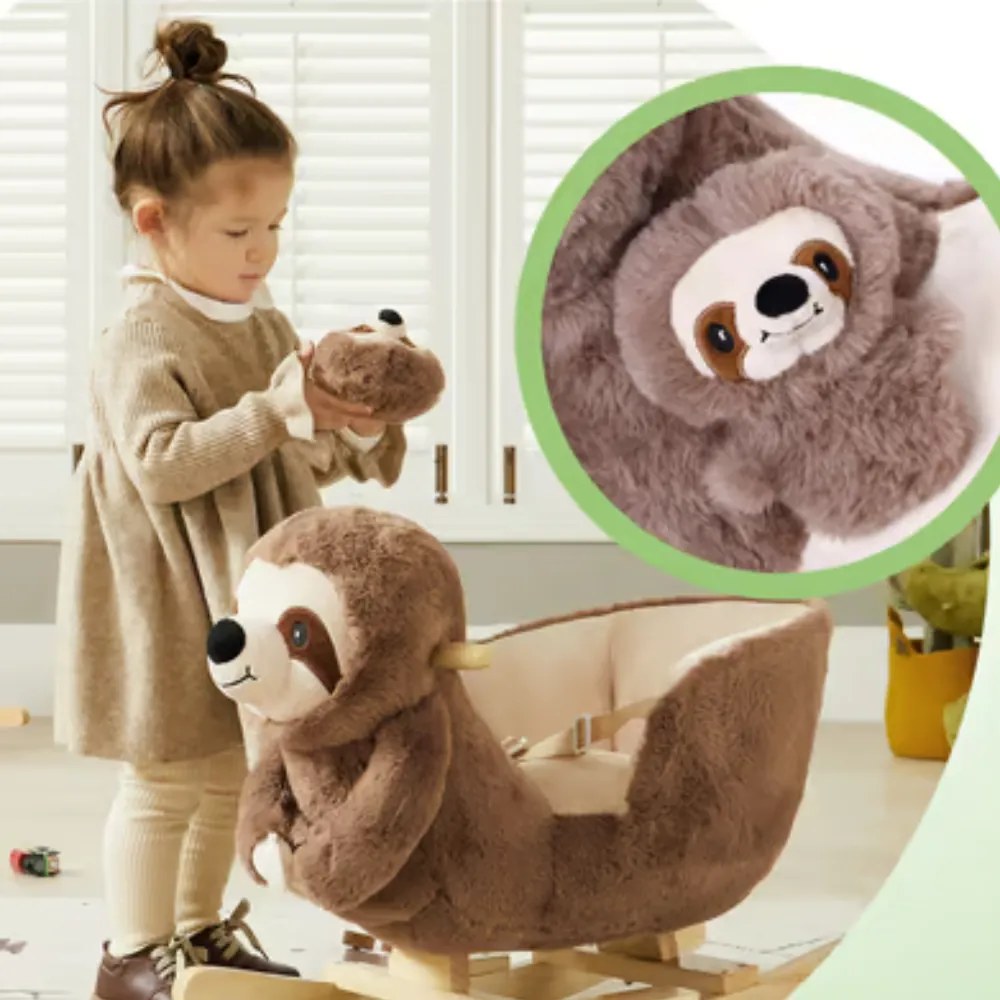 Leniwiec na biegunach z pasem bezpieczeństwa, brązowy Spielwerk