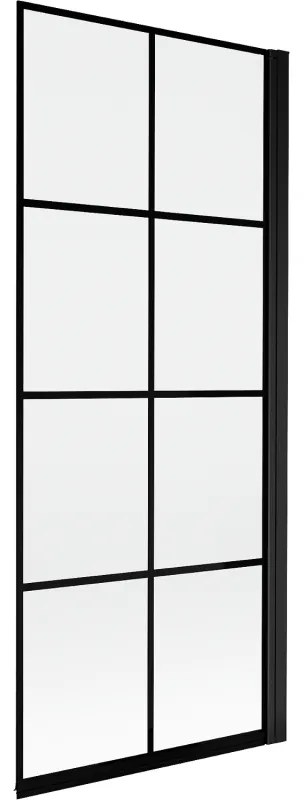 Mexen Mist parawan nawannowy 1-skrzydłowy prawy 80 x 150 cm, czarna kratka, czarny - 8A9-080-001-70-77-P