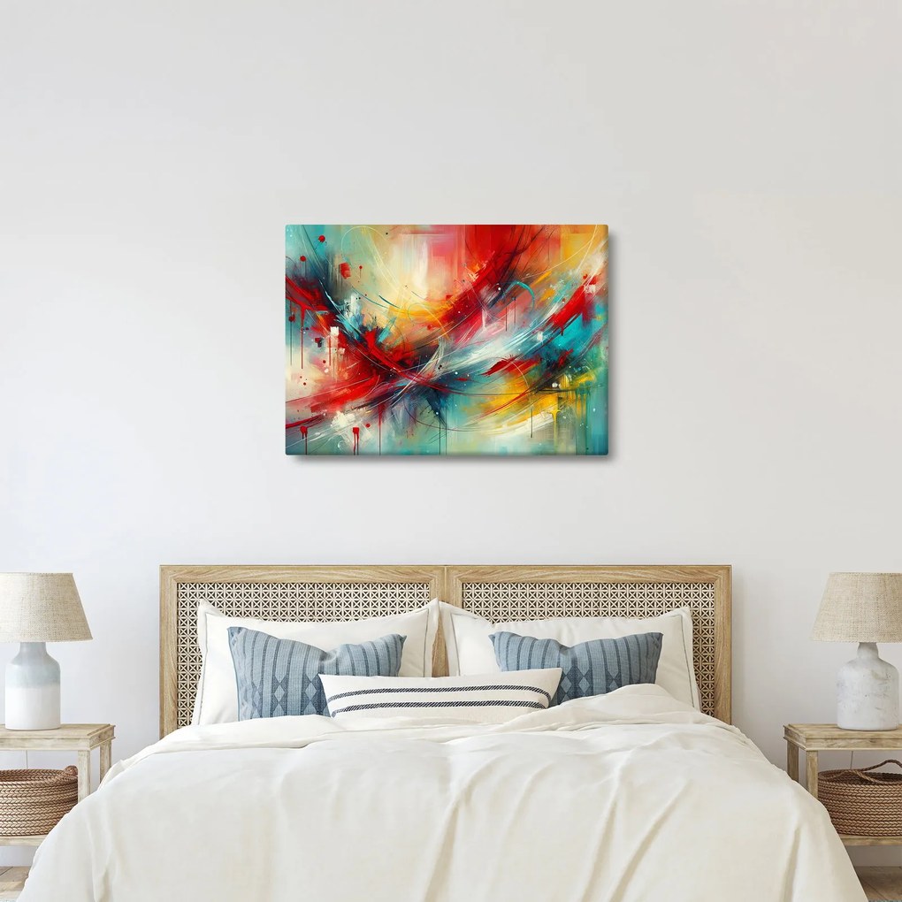 Obraz – Abstrakcja z czerwienią (70x50 cm)