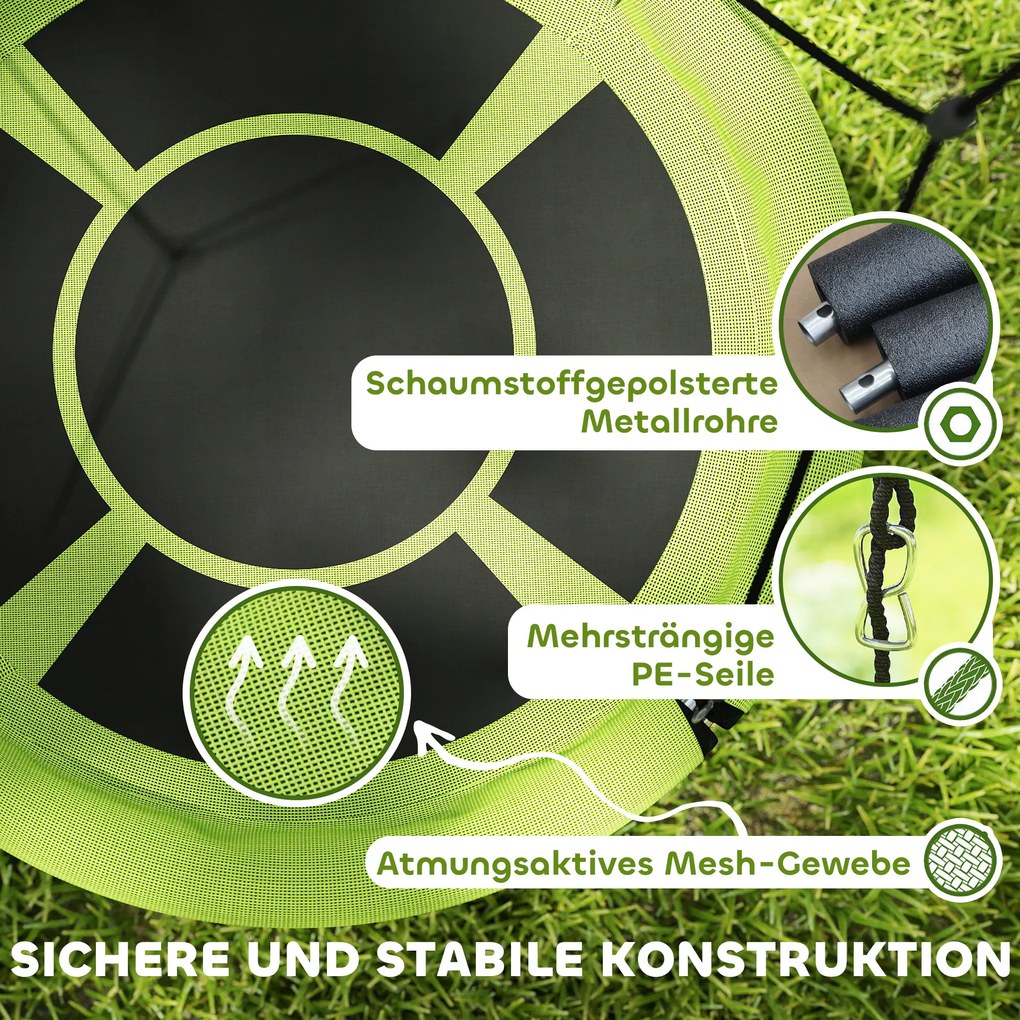 AIYAPLAY Huśtawka gniazdowa, Okrągła huśtawka ogrodowa, Obciążenie 150 kg, Regulowana wysokość, Zielona