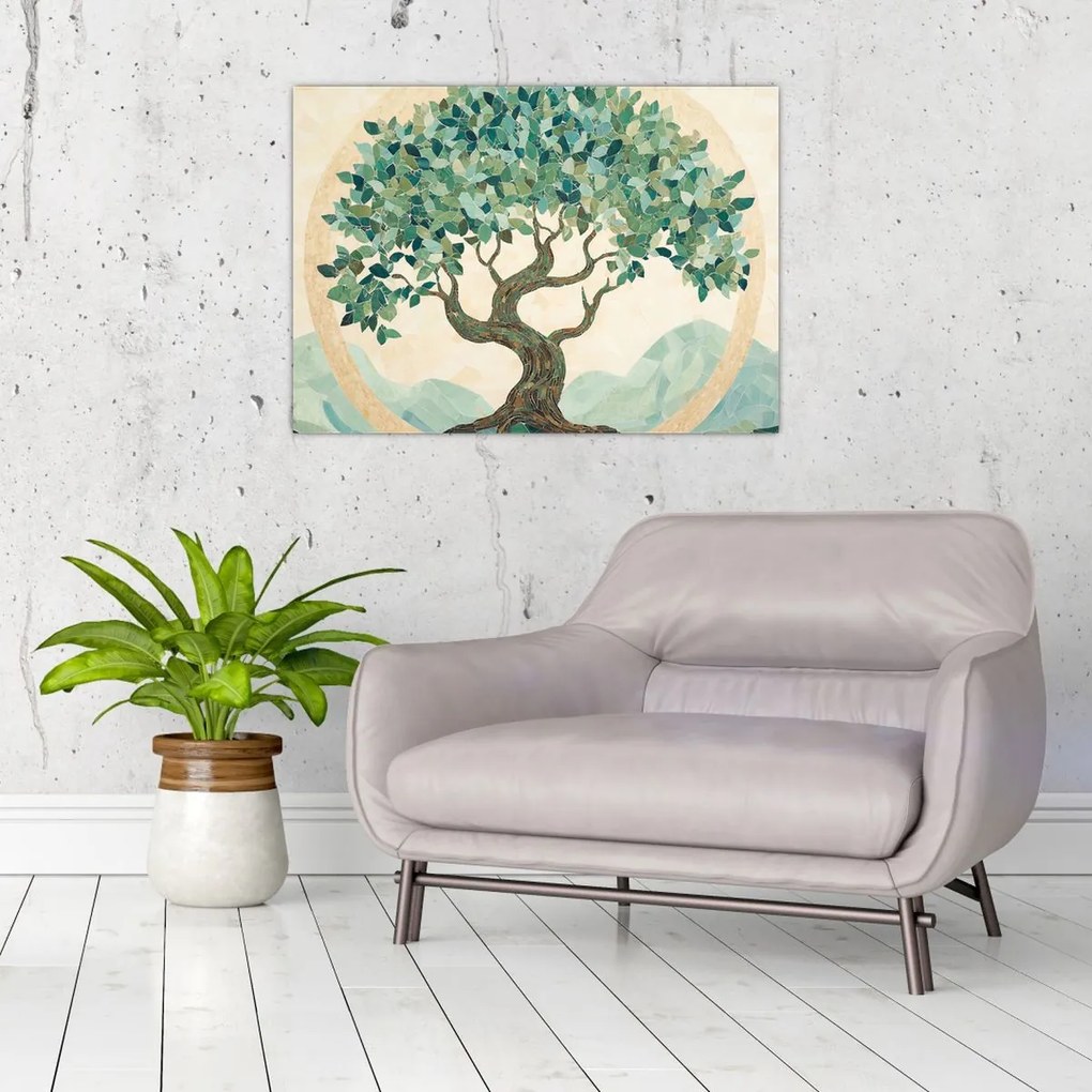 Obraz – Elegancka mozaika z drzewem (70x50 cm)