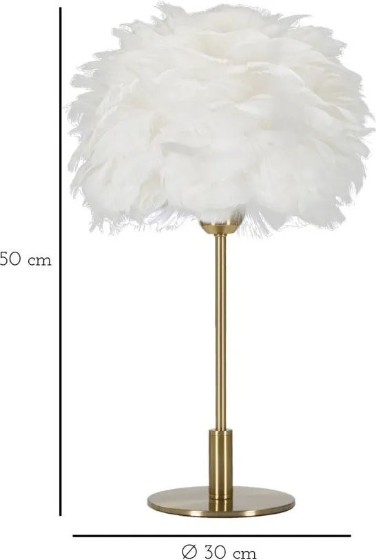 Lampa stołowa w biało-złotym kolorze (wysokość 50 cm) Ball Feather – Mauro Ferretti