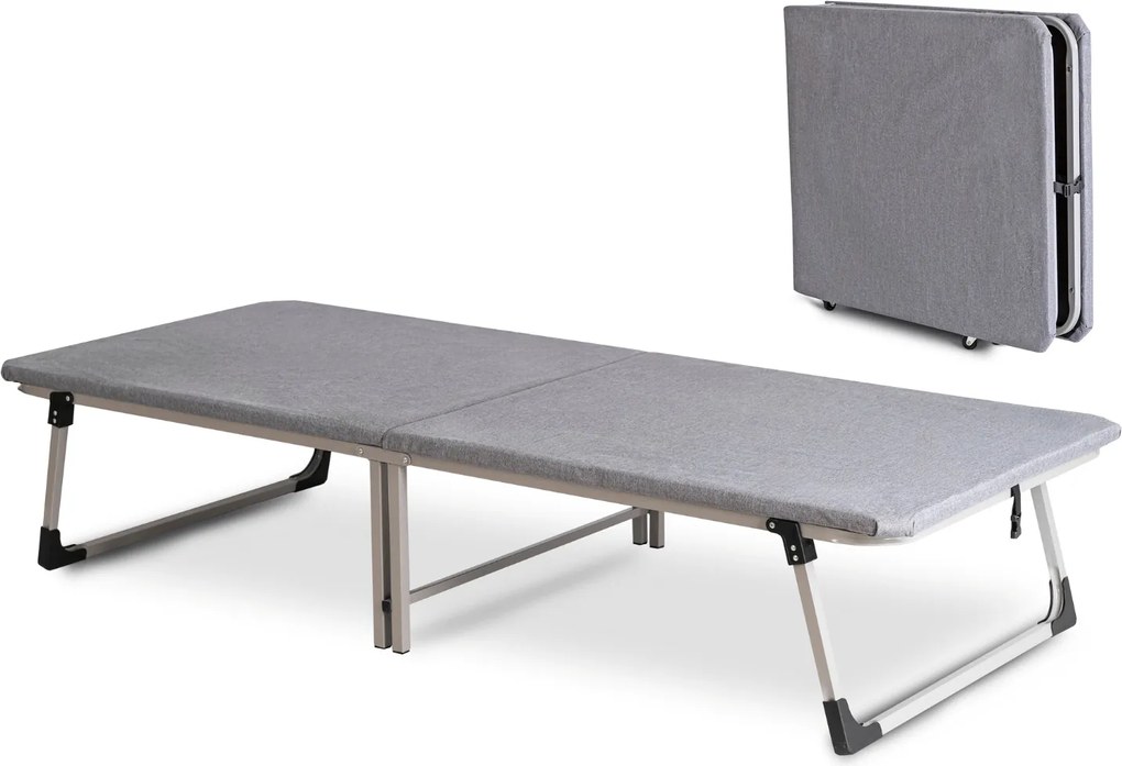 Składane łóżko polowe Veritas - leżanka na ogród, taras, camping, szara