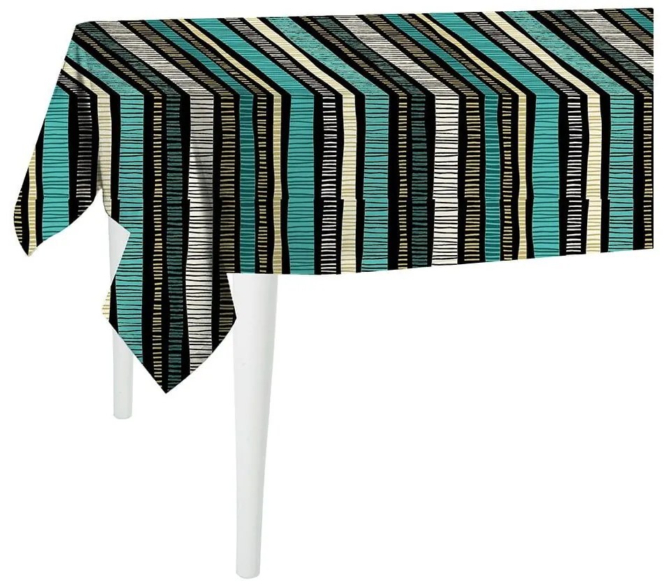 Czarny obrus Mike &amp; Co. NEW YORK Jungle Stripes, 300x140 cm