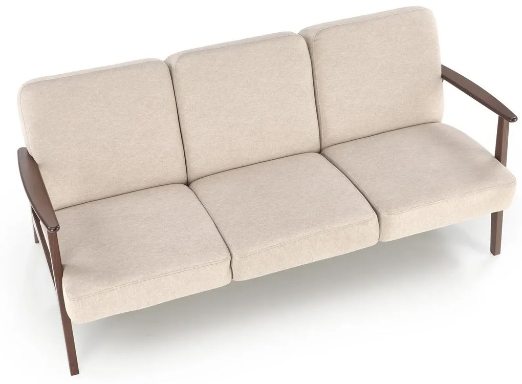 Sofa MILANO 3S beżowa/orzech trzyosobowa HALMAR