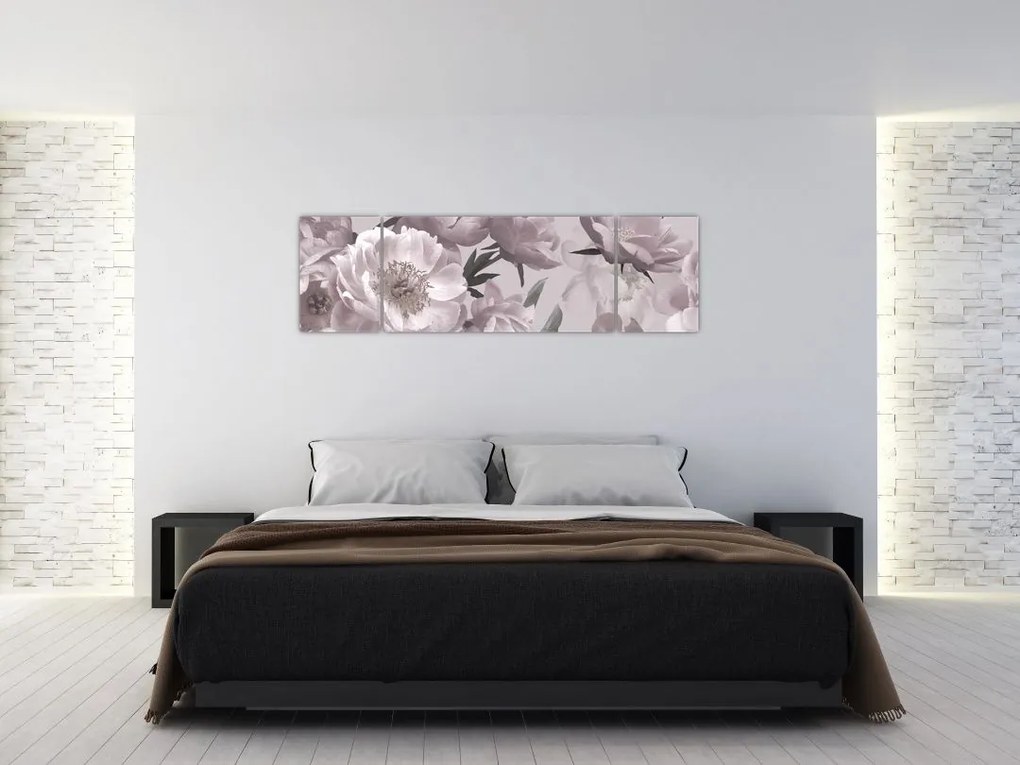 Obraz - Vintage kwiaty piwonii (170x50 cm)