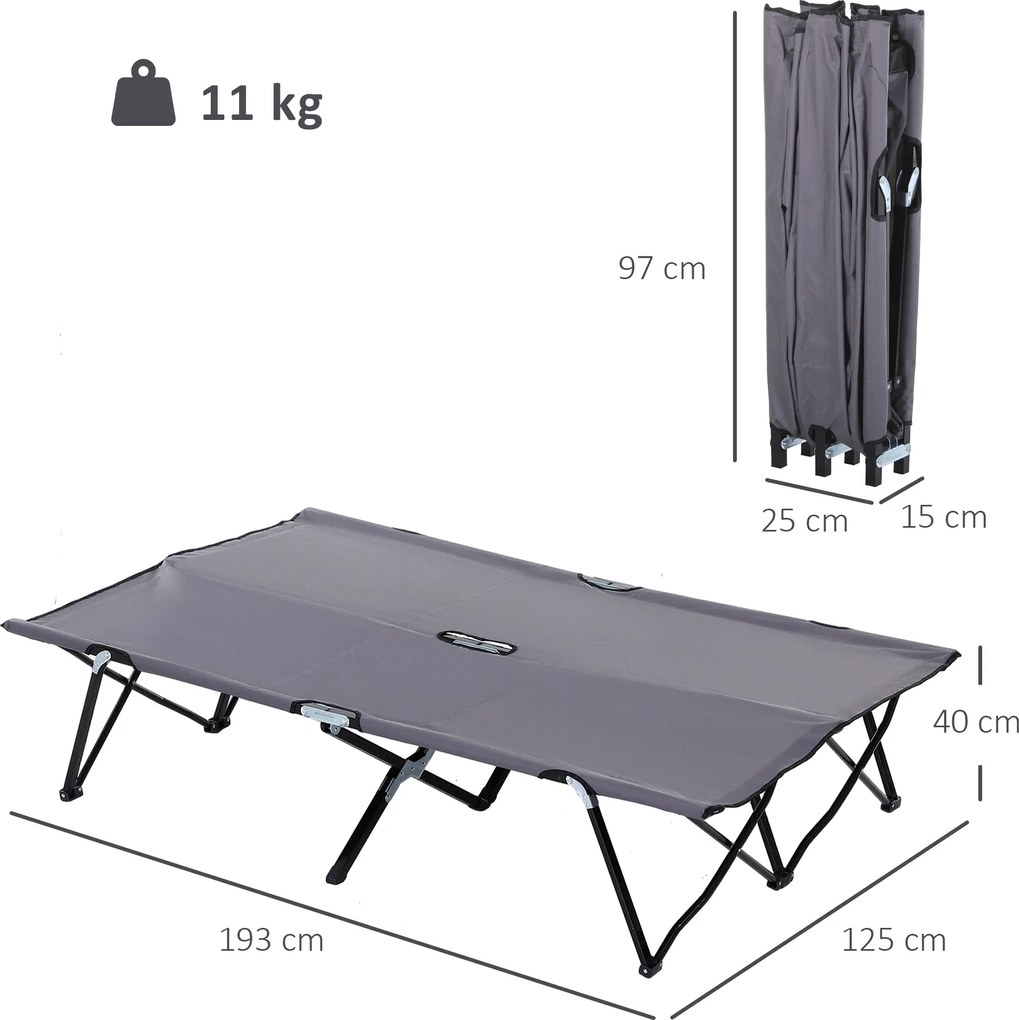 Outsunny Łóżko Kempingowe dla 2 Osób, 193D x 125S x 40W cm, Szare