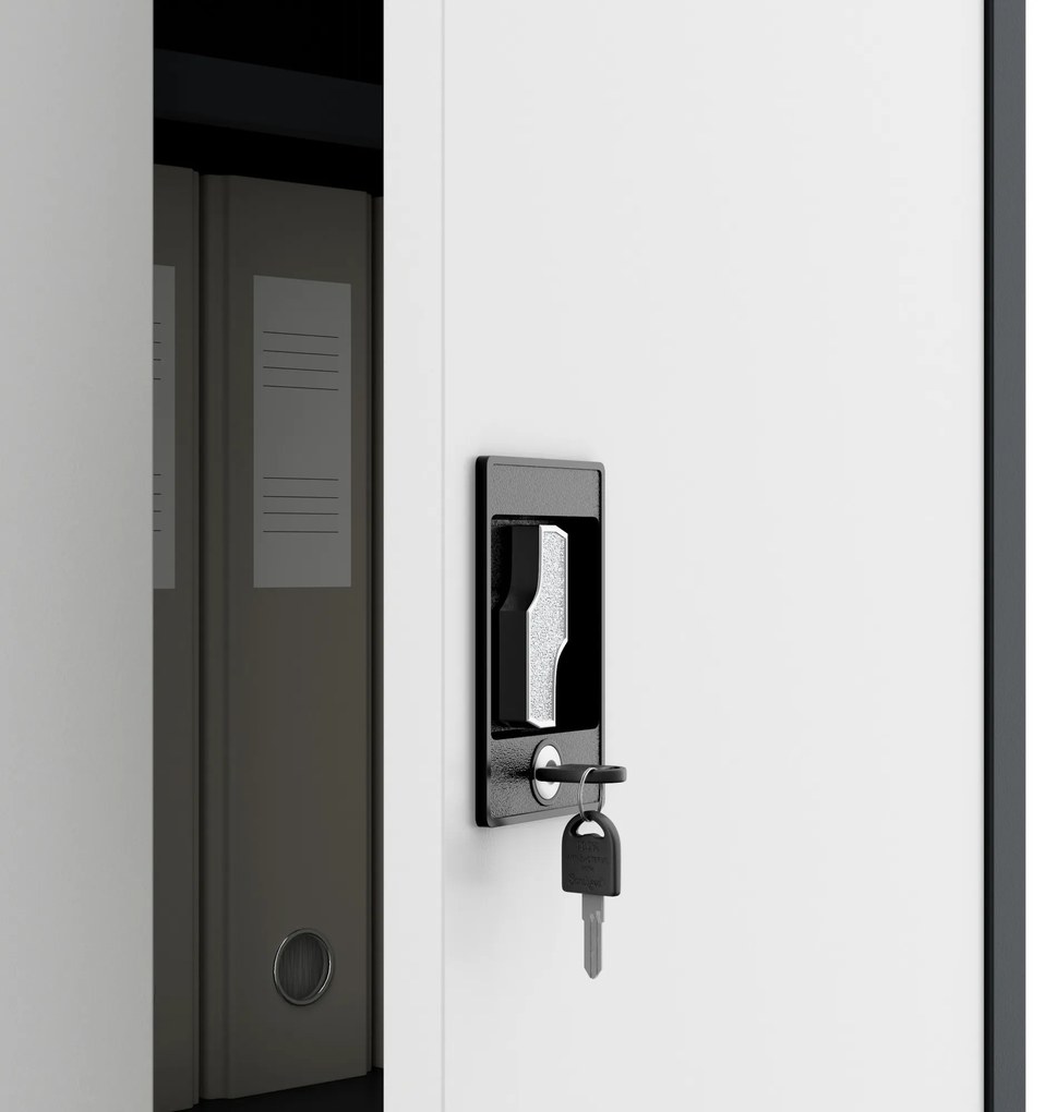 Szafa biurowa na dokumenty metalowa antracytowo-biała: KEVIN, 900 x 1400 x 400 mm