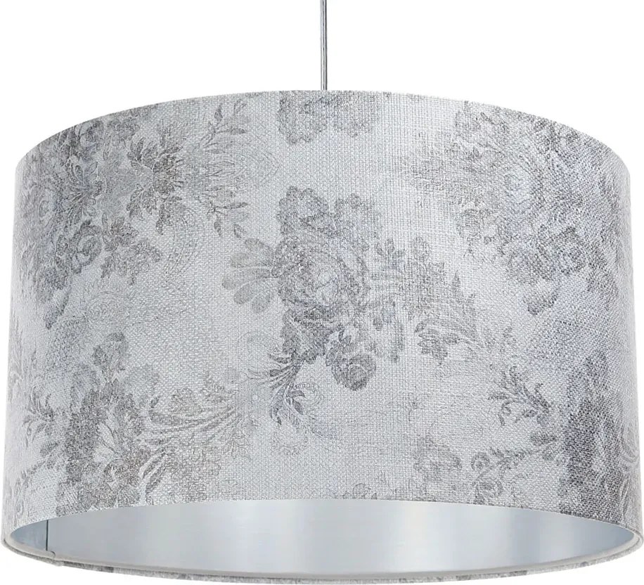 Srebrna lampa wisząca z nadrukiem na kloszu - S393 T7-F60