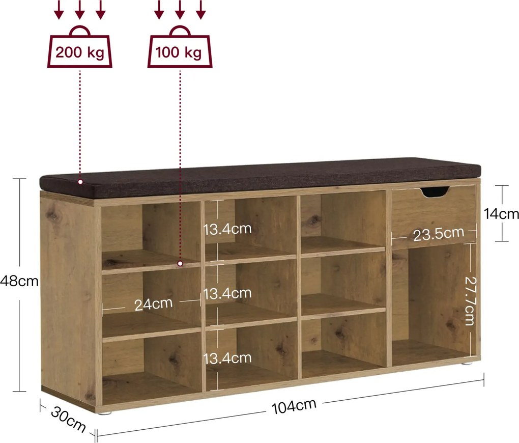 Szafka na buty z siedziskiem dąb artisan Z3-D40