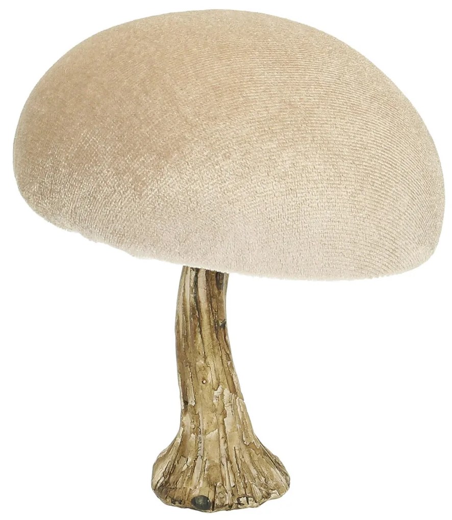 Dekoracja Velvet Mushroom 12 cm beige