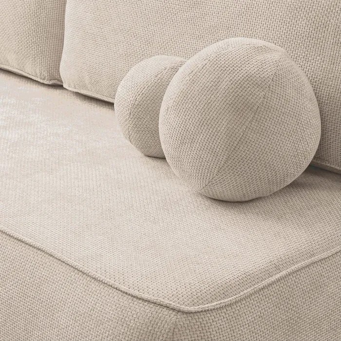 Sofa z Funkcją Spania ARVETO Kremowa Szenil Nowoczesna