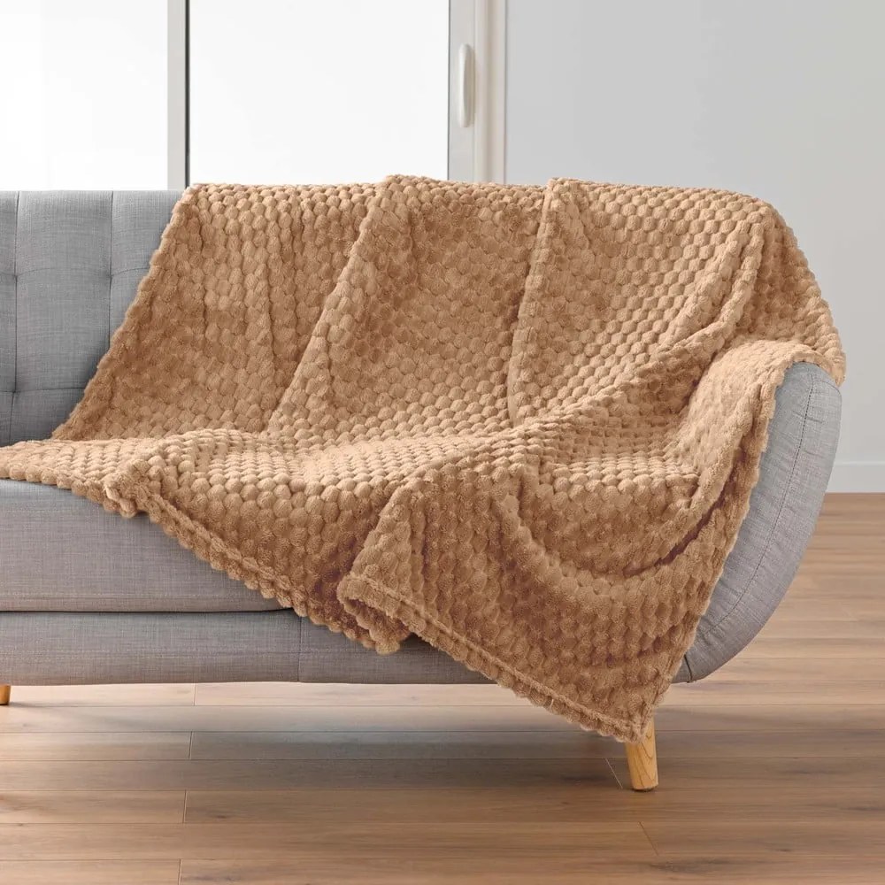 Brązowy koc z mikfroflaneli 125x150 cm Mini Frosty – douceur d'intérieur