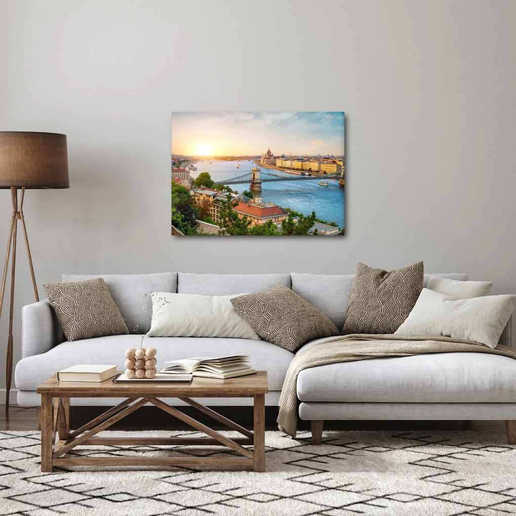 Obraz miasta Budapeszt z rzeką (70x50 cm)