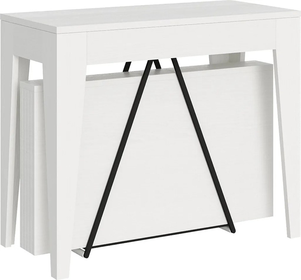 Konsola rozkładana 90x42/198 cm Zima Small frassino biała