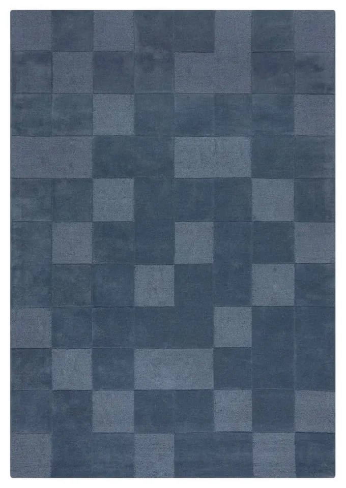 Ciemnoniebieski wełniany dywan tkany ręcznie 120x170 cm Checkerboard – Flair Rugs