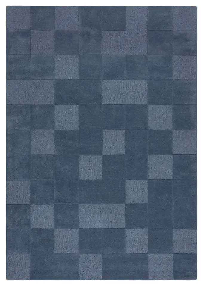 Ciemnoniebieski wełniany dywan tkany ręcznie 160x230 cm Checkerboard – Flair Rugs