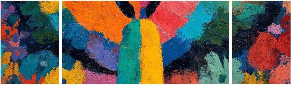 Obraz - Abstrakcyjny anioł z kwiatami (170x50 cm)