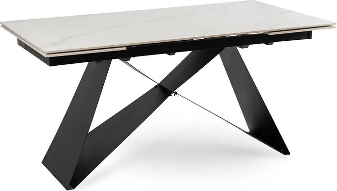 Stół Rozkładany Prostokątny VICTOR 160-240 cm Ceramiczny Biały Marmur/Czarny do Jadalni Loft