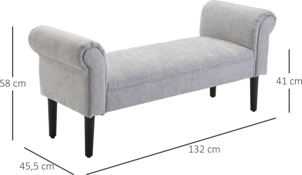 HOMCOM ławka tapicerowana ławka do siedzenia taboret elegancka materiał lniany jasnoszary 103x48x38 cm