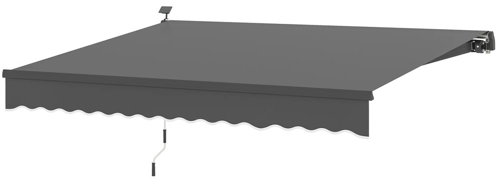 Outsunny Markiza z Korbką i Oświetleniem LED Solarne, UV 50+, 400 cm Szerokość, Szara