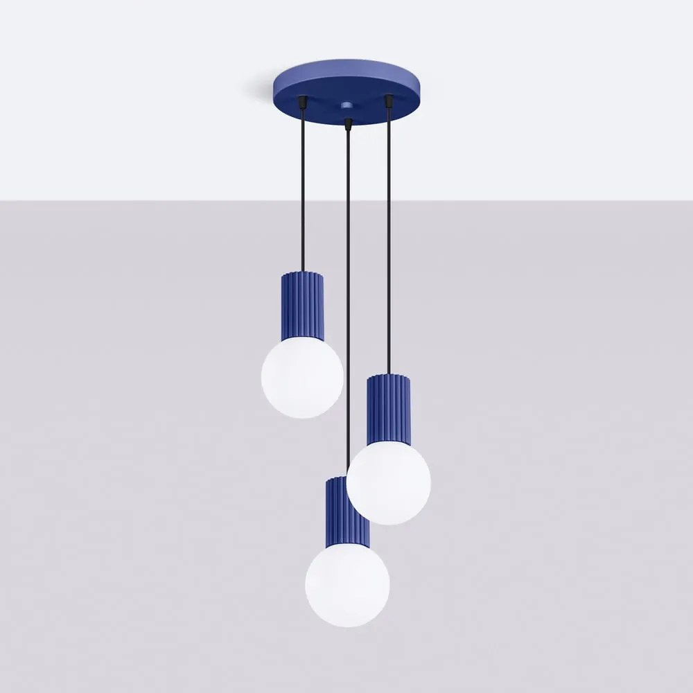 Ciemnoniebieska lampa wisząca ze szklanym kloszem ø 25 cm Orbital – Nice Lamps