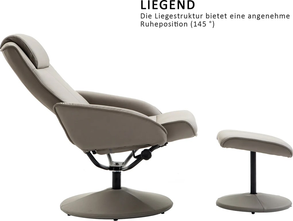 Homcom Relax Chair TV Krzesło Fotel 360° Obrotowy z podnóżkiem