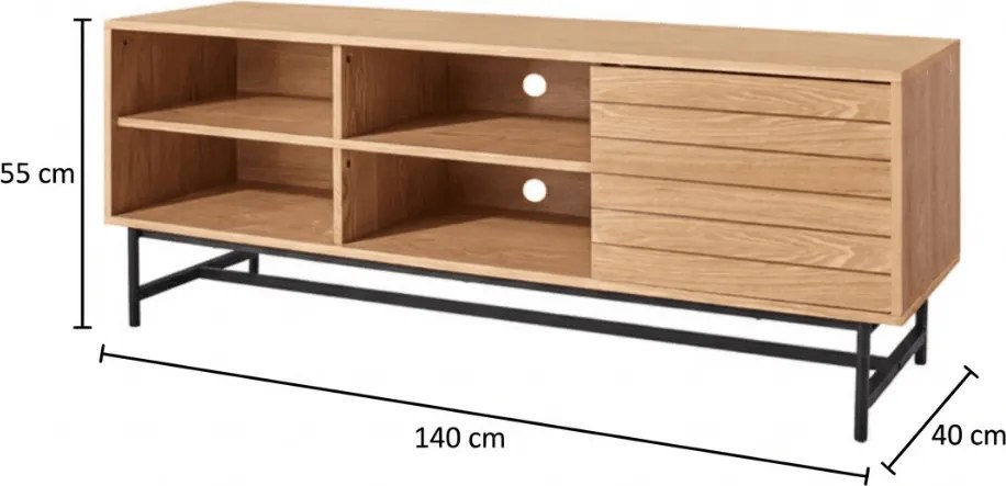 Szafka RTV VALMOR 140x40 cm, dekor dąb
