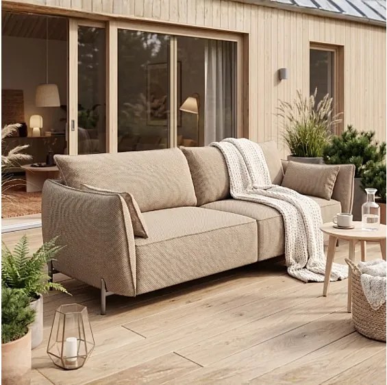 Sofa ogrodowa 3-osobowa GARDEN w tkaninie Kanaria 7005 brązowa