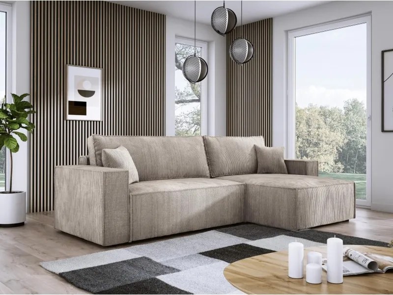 Narożnik POSO XL Lewostronny zestaw z poduszkami wolnostojący tkanina POSO 02 WERSAL