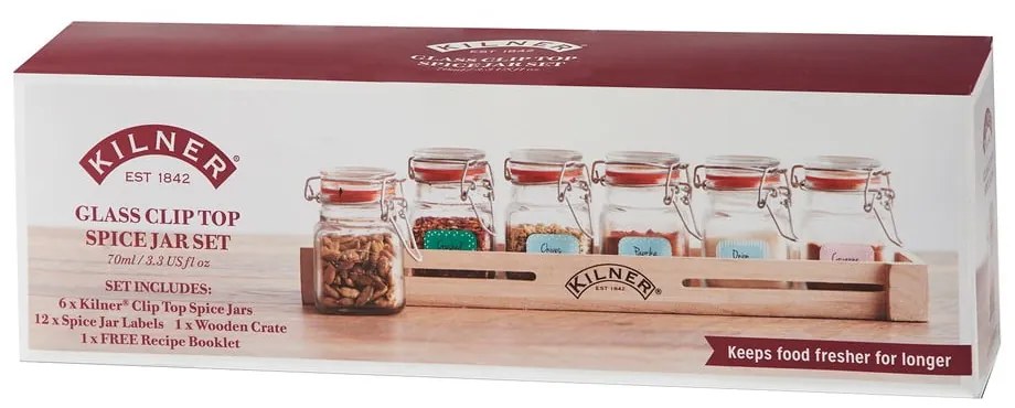 Zestaw 6 pojemników na przyprawy na półce Kilner Herbs&Spices
