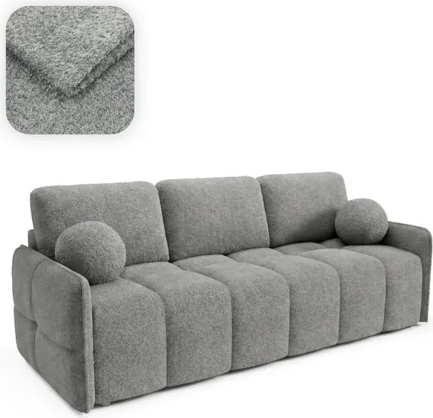 Sofa PURE Rozkładana Dwuosobowa Ciemnoszara Boucle Japandi