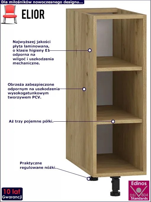 Otwarta dolna szafka kuchenna dąb craft - Vokres 4X