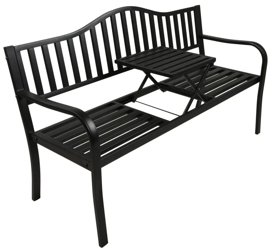 Czarna metalowa ławka ogrodowa Segula – Garden Pleasure