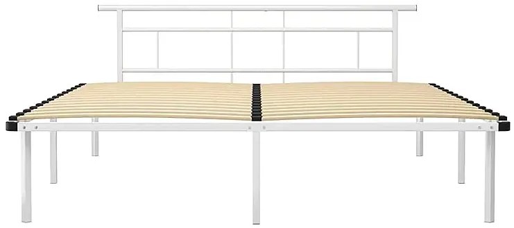 Białe metalowe łóżko małżeńskie 200x200 cm - Nikel