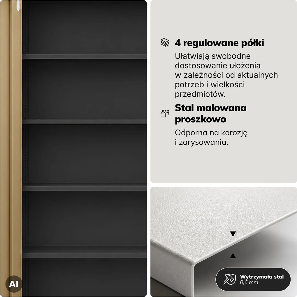 Szafa biurowa metalowa z zamkiem na szyfr antracytowa/orzech, 900x1850x400 mm: DANIEL Eco Design