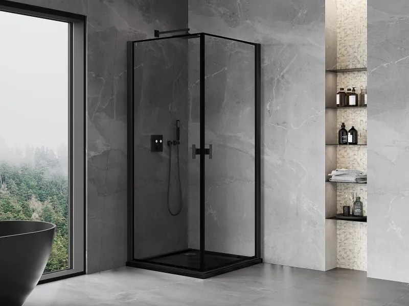 Mexen Mist-B Duo kabina prysznicowa uchylna 80 x 80 cm, czarna ramka, czarna - 8A2-080L-080P-70-70