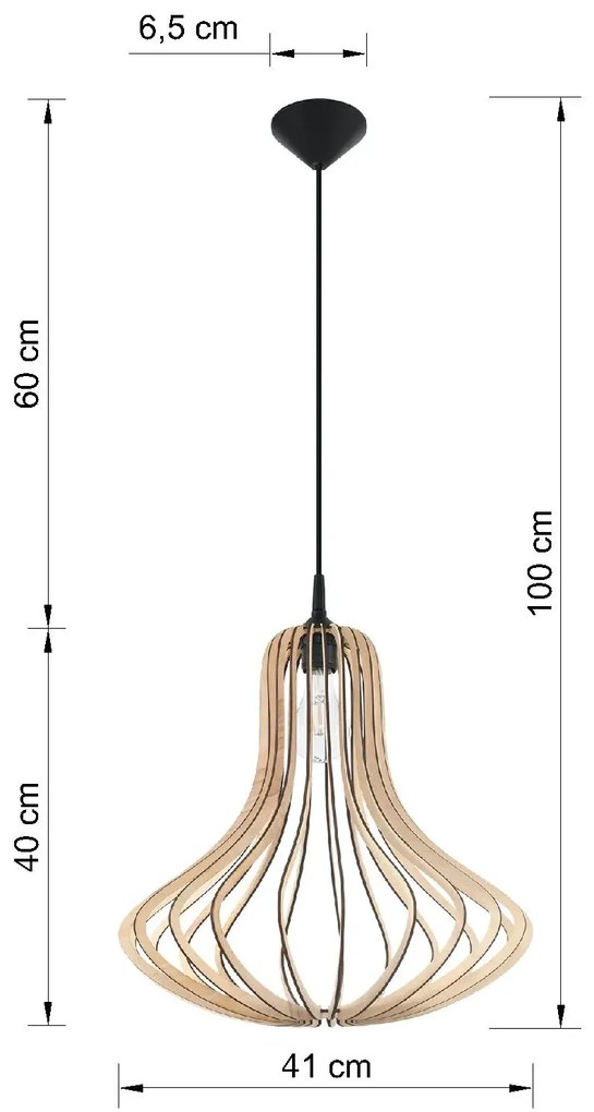 Skandynawska lampa wisząca drewniana - EX565 H3-E06