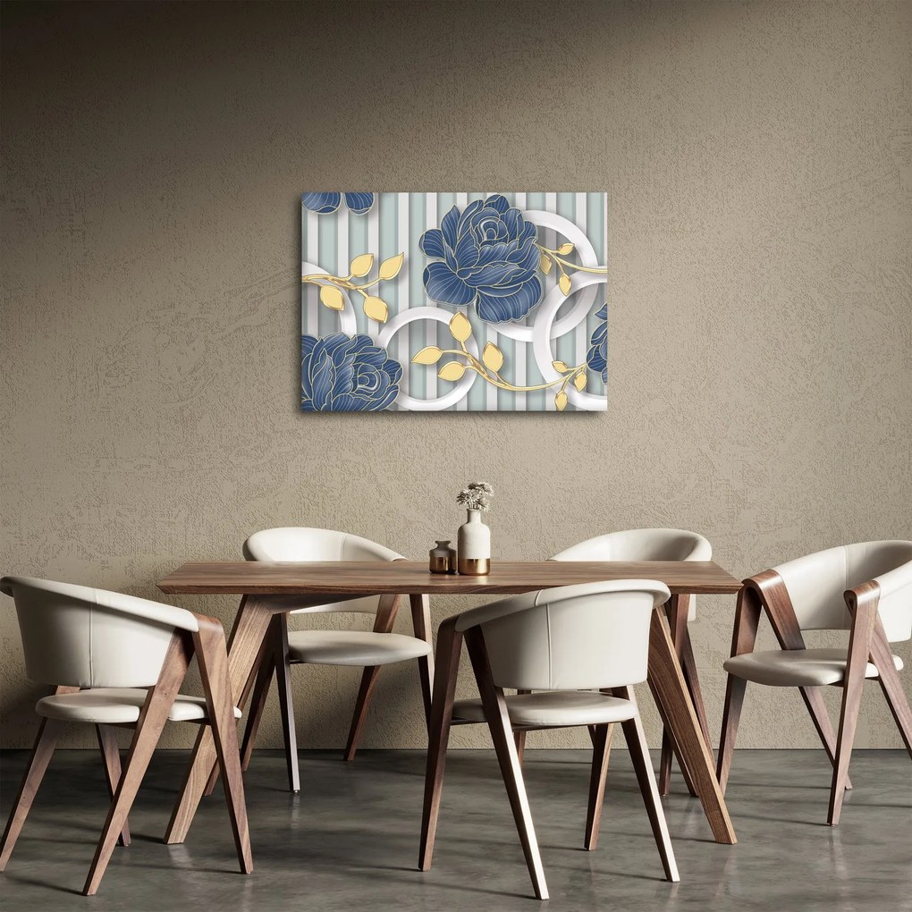 Obraz - róże i koła (70x50 cm)