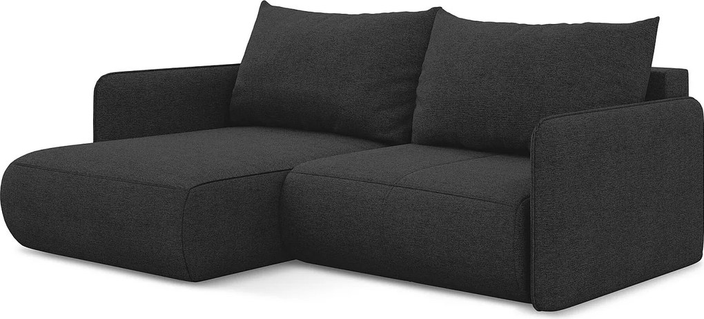 Narożnik lewostronny z funkcją spania - z tkaniny szenilowej - antracyt - NANEA